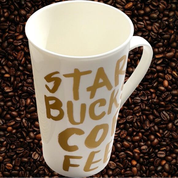 Starbucks Mug 16 oz White With Gold Starbucks Coffee Lettering - No Chips/Cracks - Picture 14 of 15